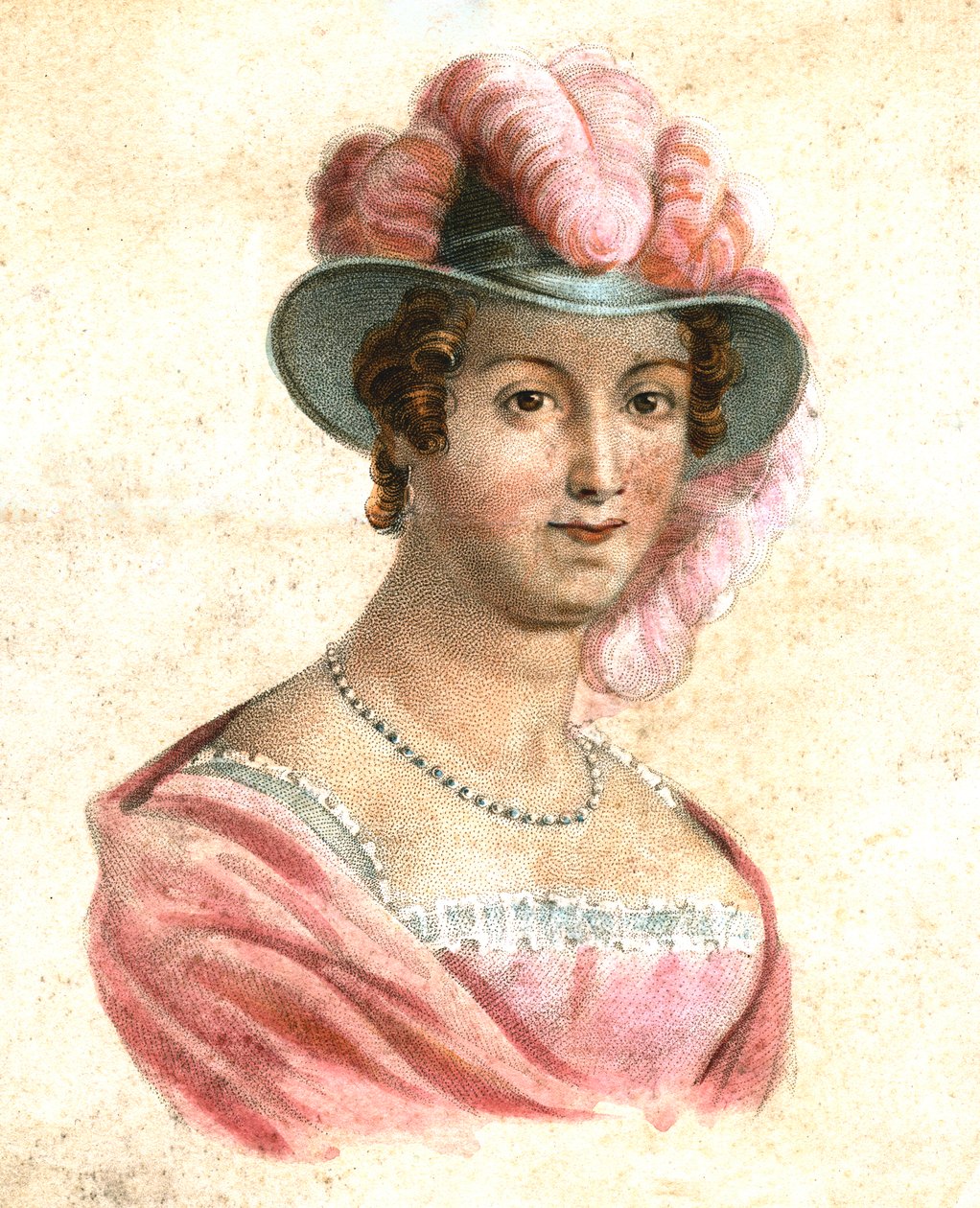 Portrét ženy v klobouku s peřím, c1750-1850 od Unbekannt