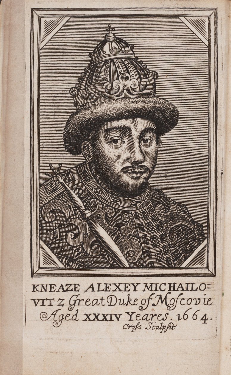 Portrét ruského cara Alexise I. Michajloviče 1629-1676 Od: Současný stav Ruska od Samuela Collinse, 1664 od Unbekannt