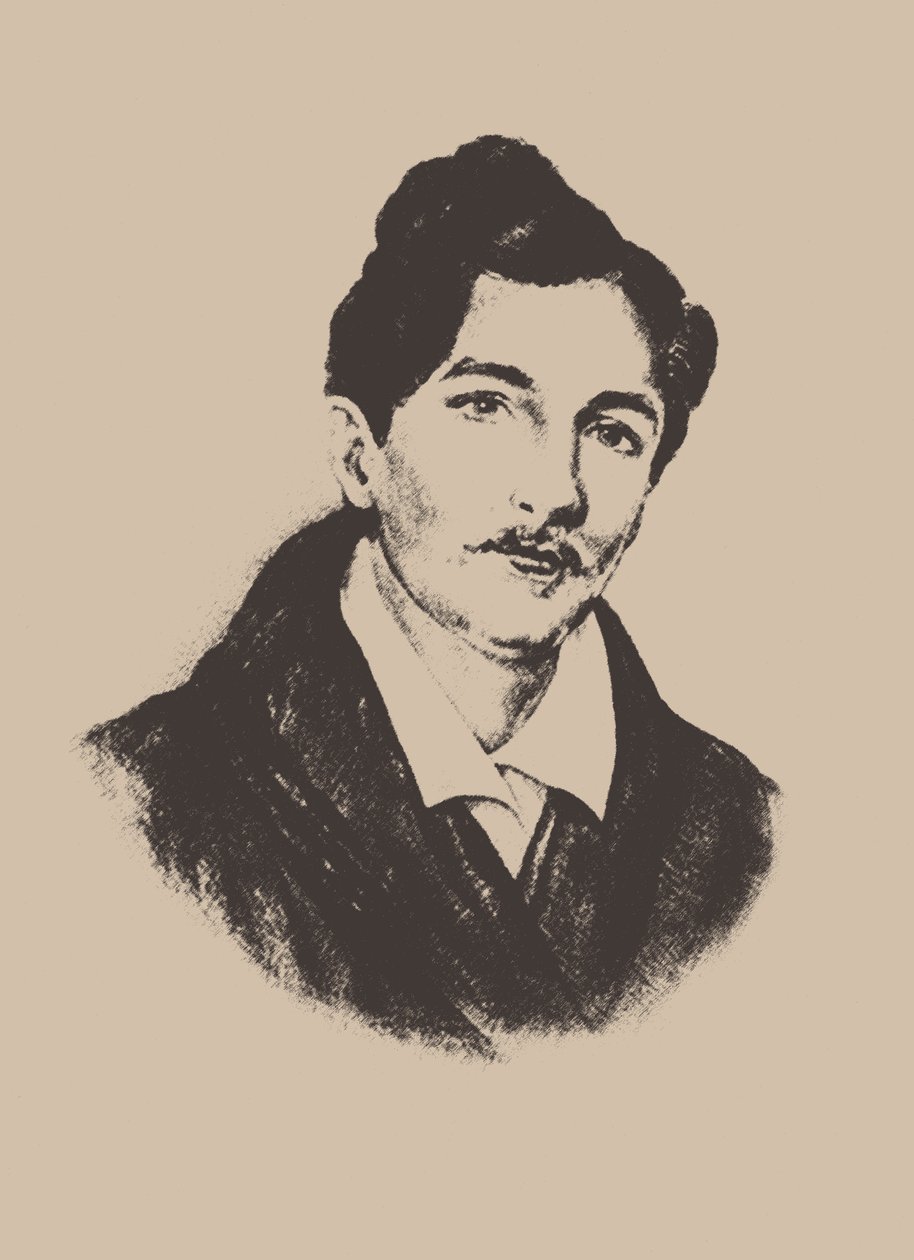 Portrét skladatele a kytaristy Nikolaje Ivanoviče Alexandrova 1818-1884. od Unbekannt