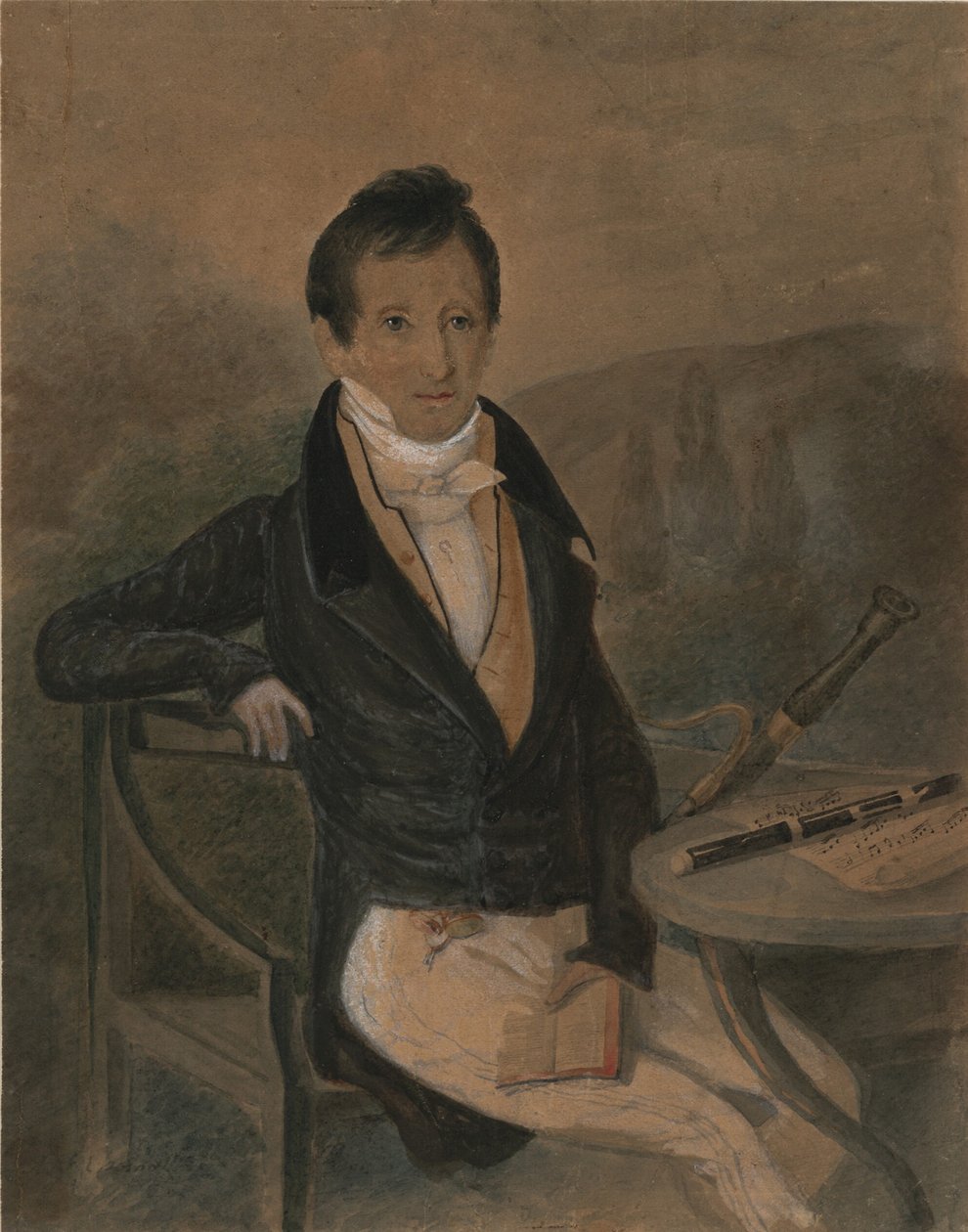 Portrét hráče na flétnu Jean-Louis Tulou 1786-1865, c. 1840 od Unbekannt