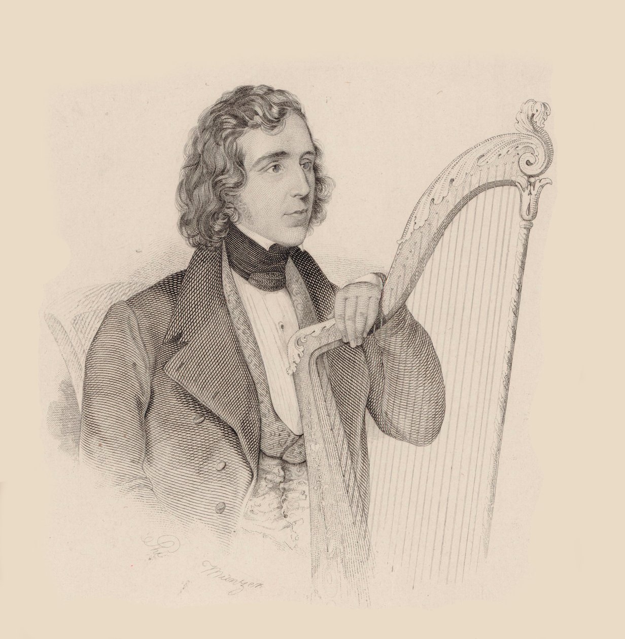Portrét harfisty a skladatele Eliase Parishe Alvarse 1808-1849, 1830. od Unbekannt