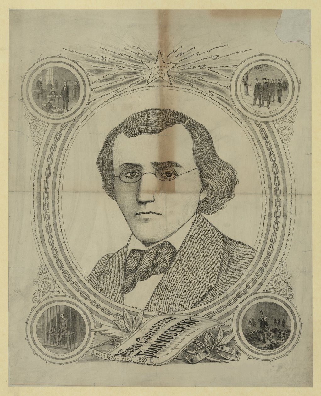 Portrét revolučního demokrata Nikolaje Černyševského 1828-1889, 90. léta 19. století od Unbekannt