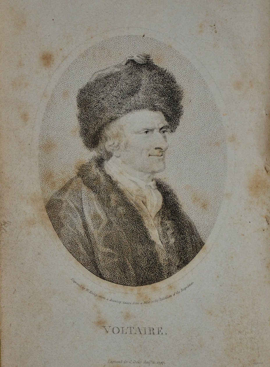Portrét spisovatele, esejisty a filozofa Francoise Marie Arouet de Voltaire 1694-1778, 1798 od Unbekannt