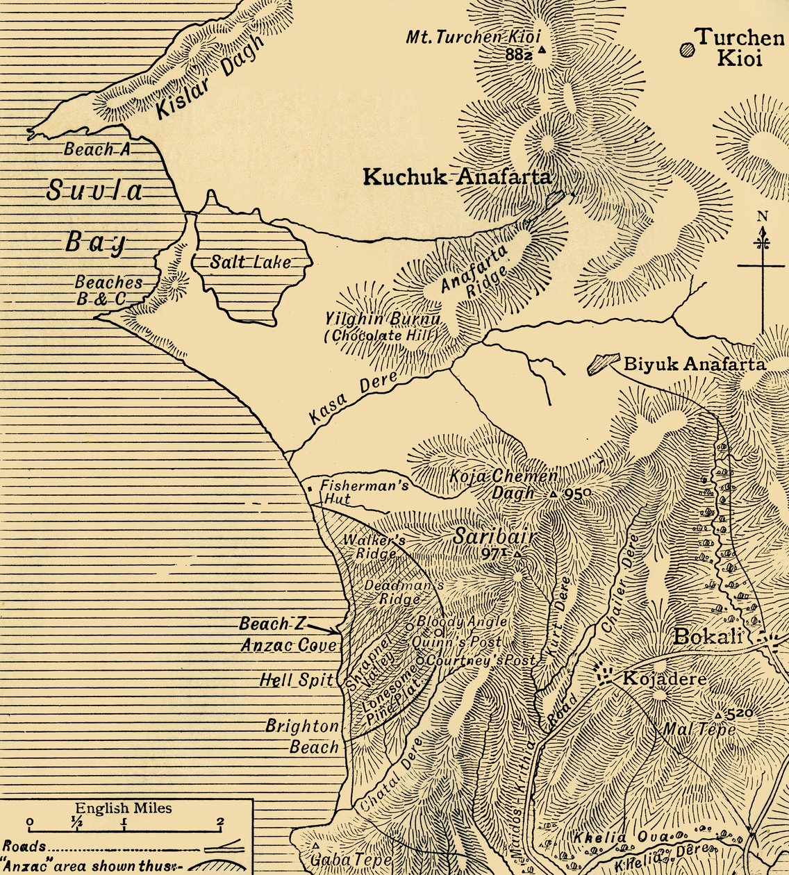 Pozice sil ANZAC na poloostrově Gallipoli v Turecku, první světová válka, červenec 1915, c1920. od Unbekannt