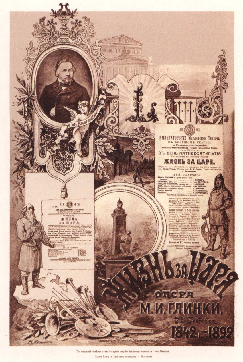 Plakát k opeře Život pro cara M. Glinky, 1892 od Unbekannt