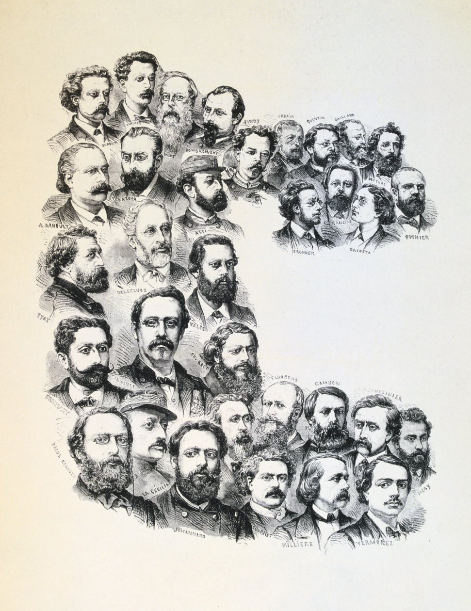 Plakát s portréty komunardů, Pařížská komuna, 1871. od Unbekannt