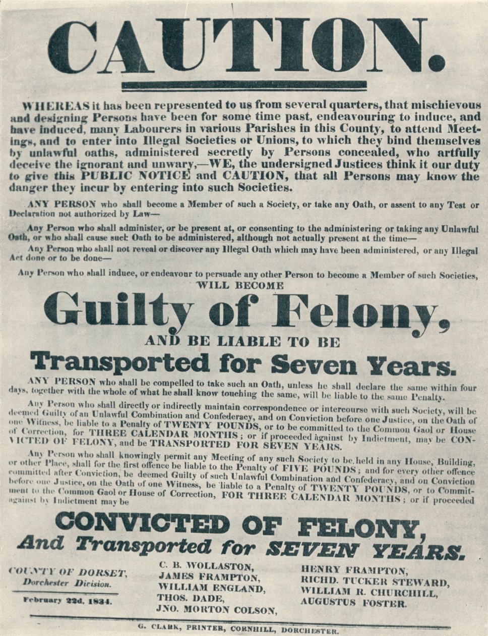 Plakáty varující ty, kdo se provinili nezákonnými přísahami, byli vystaveni deportaci, 1834, 1934. od Unbekannt