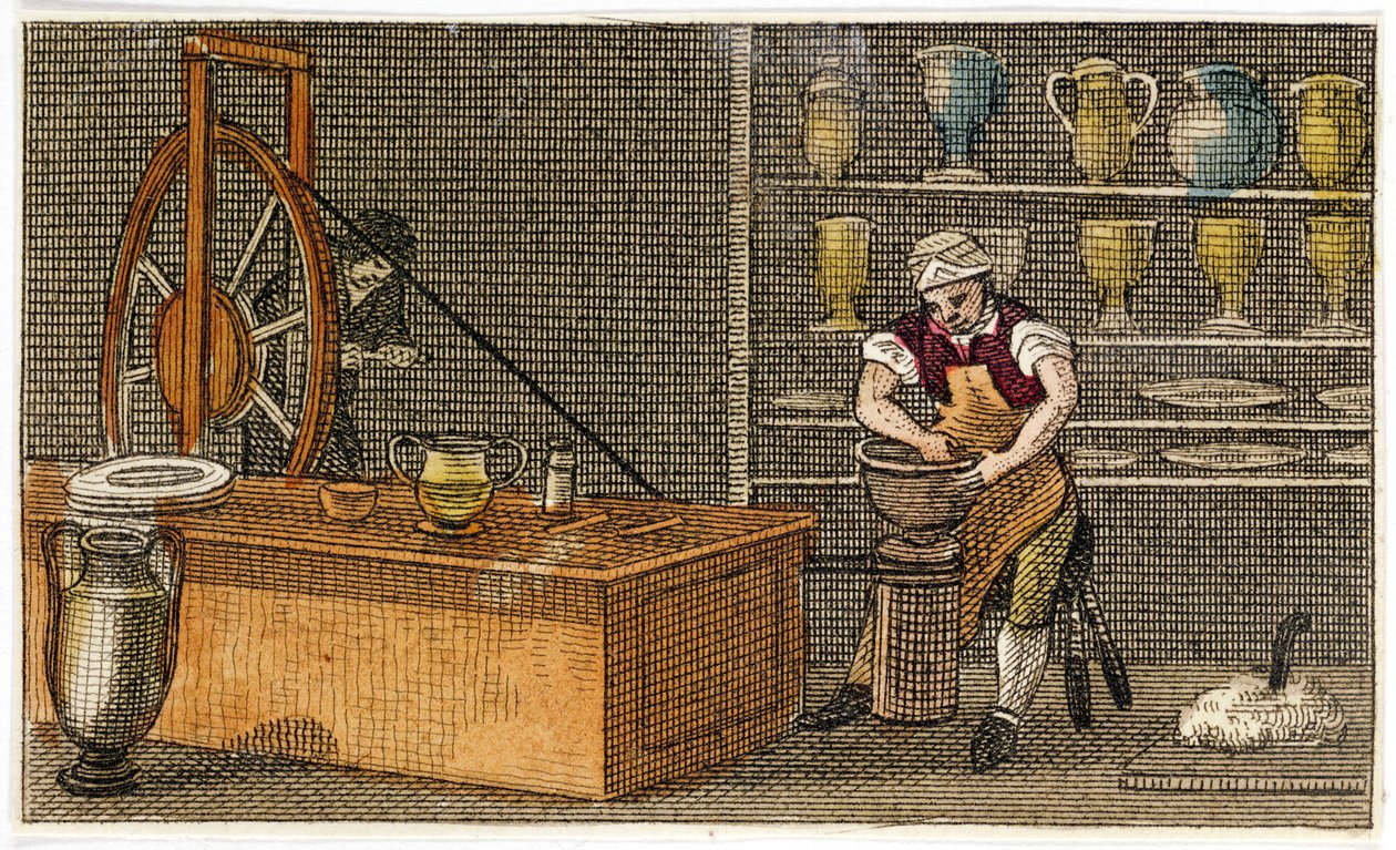 Potter při práci v továrně Wedgwoods Etruria, Hanley, Staffordshire, c1830 od Unbekannt