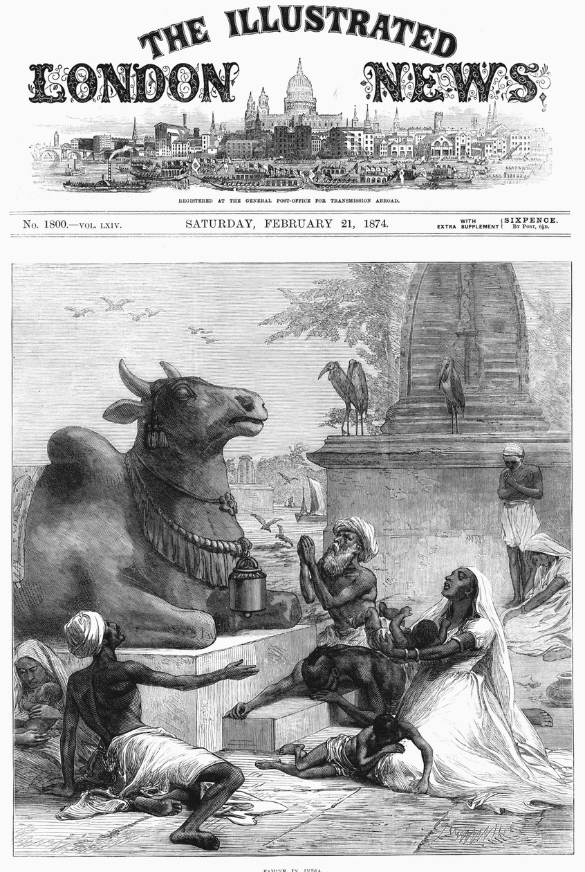 Modlitba k Nandi za úlevu od hladomoru, Bengálsko, Indie, 1874 od Unbekannt