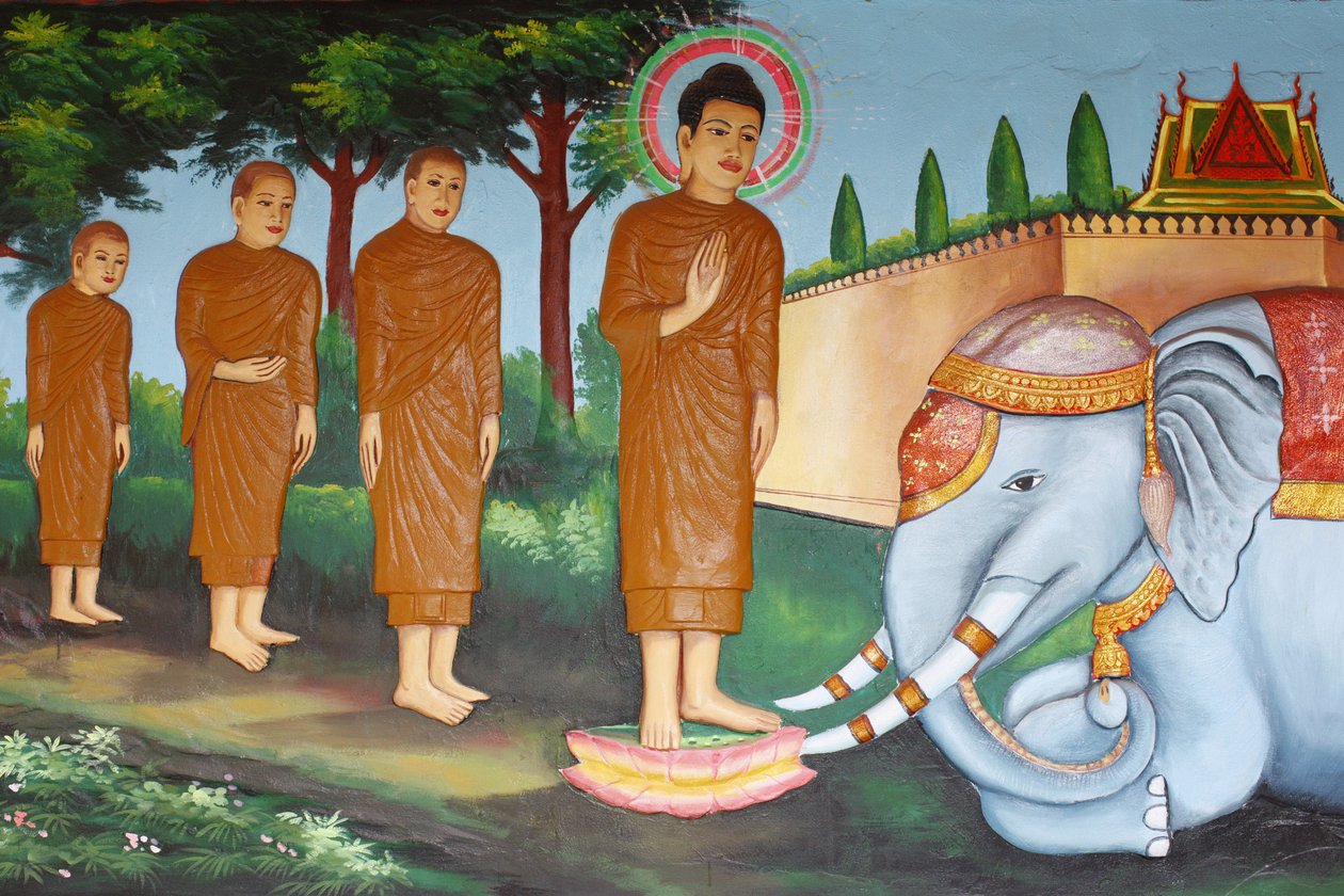 Klášter Preah Prom Rath Život Buddhy Divoký slon zkrocený milující laskavostí, Siem Reap, Kambodža od Unbekannt