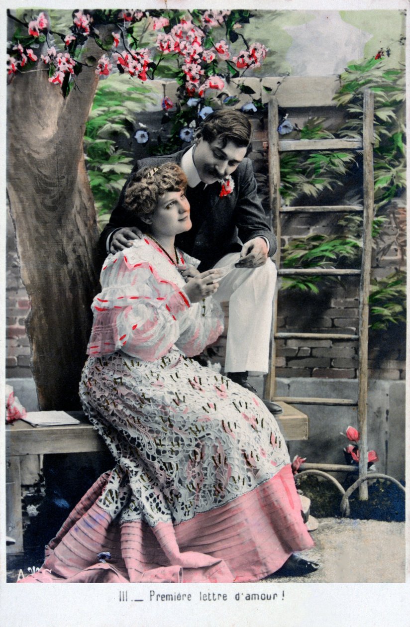 Premiere Love Letter, vintage francouzská pohlednice, c1900 od Unbekannt
