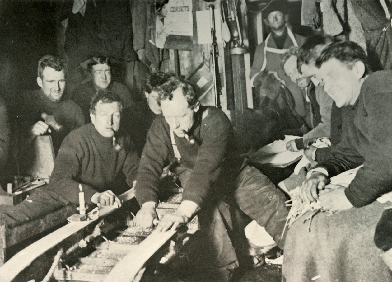 Příprava saní během zimy, 1908, 1909 od Unbekannt