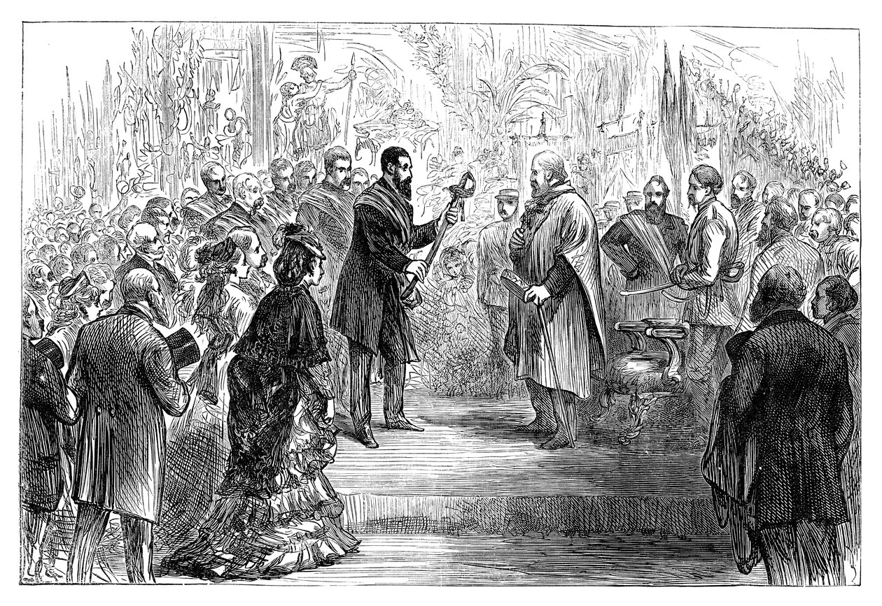 Předání meče Giuseppe Garibaldimu v Crystal Palace, 1864, konec 19. století od Unbekannt