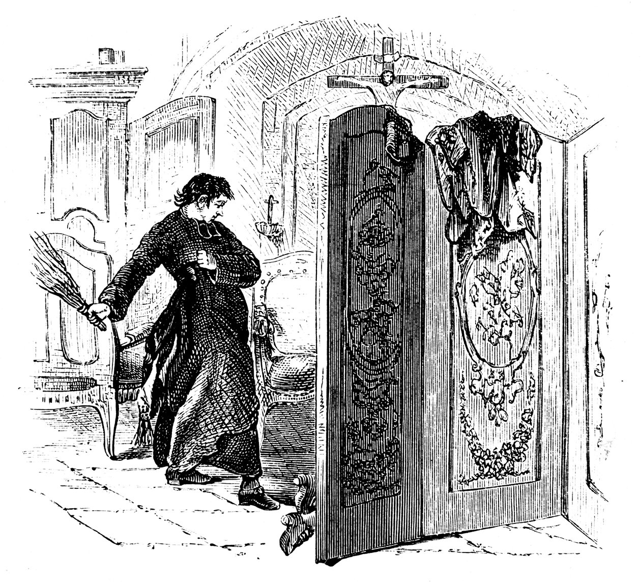 Kněz bičující kajícníka břízou, c1876 od Unbekannt