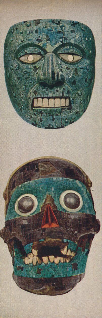 Primitivní kultury v rituálních a festivalových maskách - Quetzalcoatl a Tezcatlipocaa, c1935 od Unbekannt