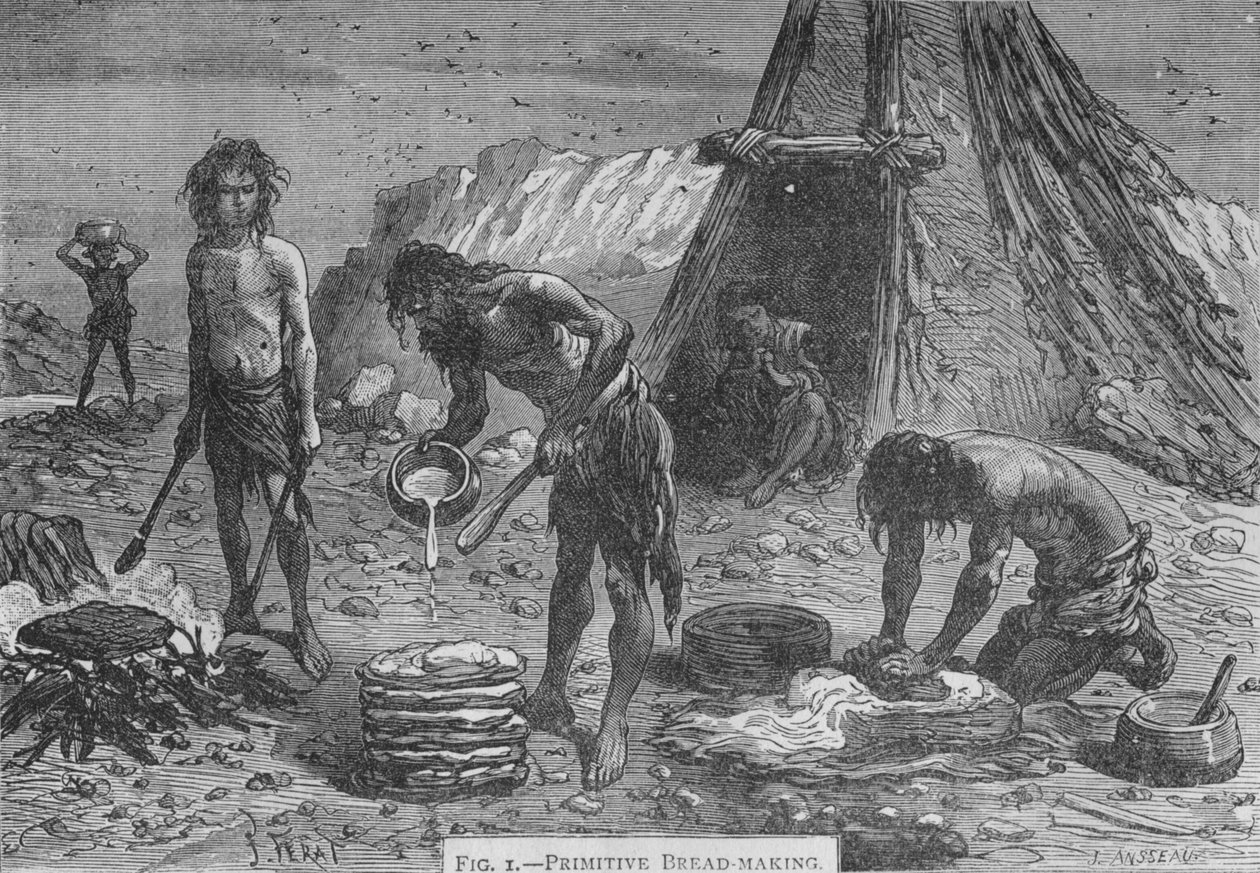 Primitivní výroba chleba, 1894 od Unbekannt