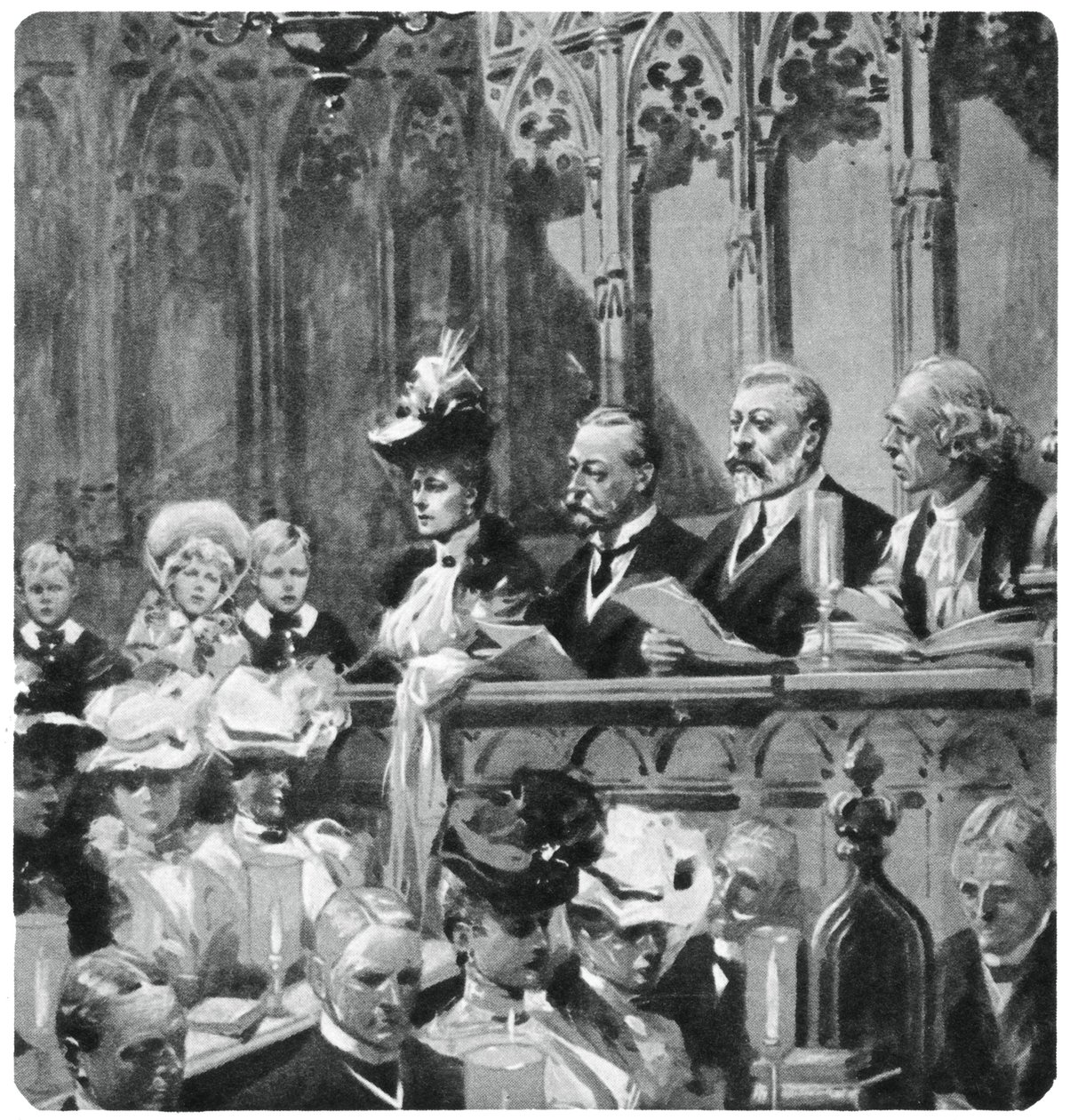 Princ Albert na děkovné bohoslužbě opatství za bezpečný návrat jeho rodičů z Indie, 1906 1937 od Unbekannt