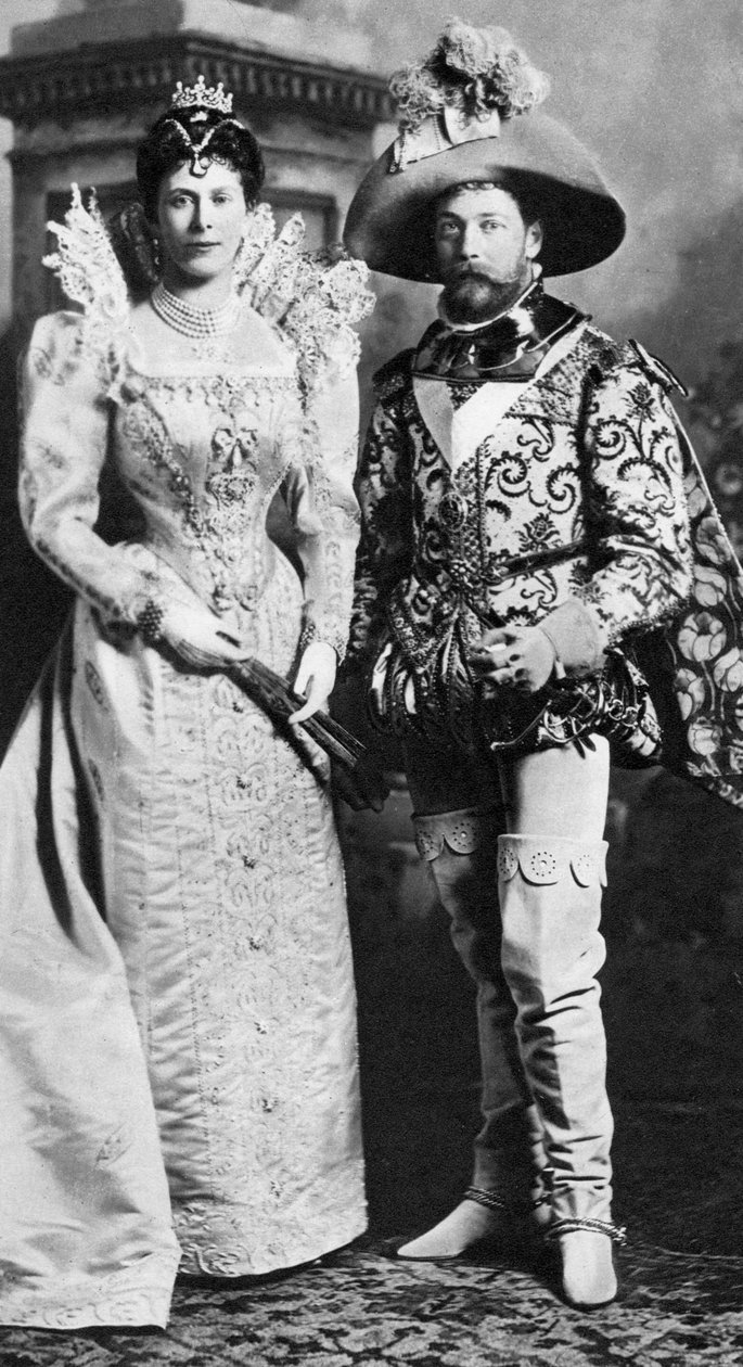 Princ George a Mary z Tecku v přepychových šatech, Devonshire House Ball, 1897 od Unbekannt