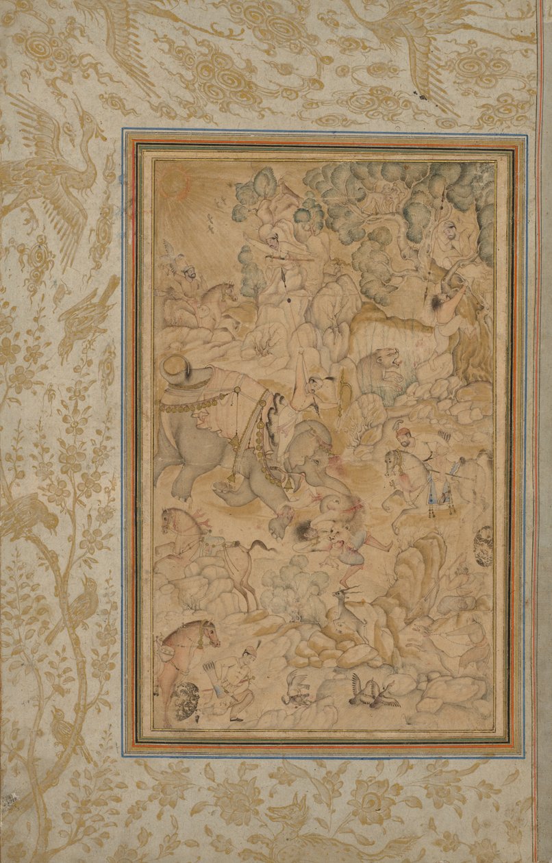 Princové loví ve skalnaté krajině, c. 1580-85, přidány hranice ca. 1700 od Unbekannt