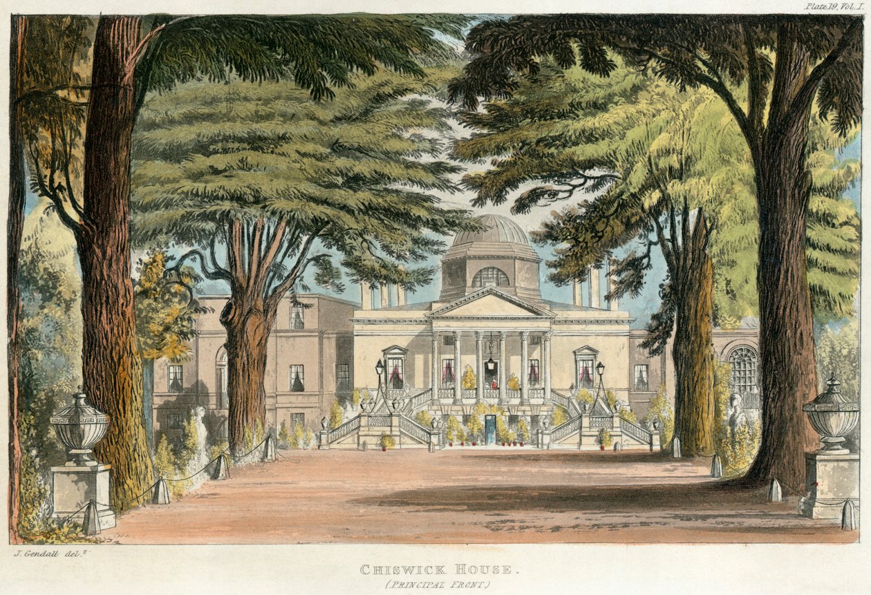 Hlavní fronta Chiswick House, Hounslow, Londýn, 1823 od Unbekannt