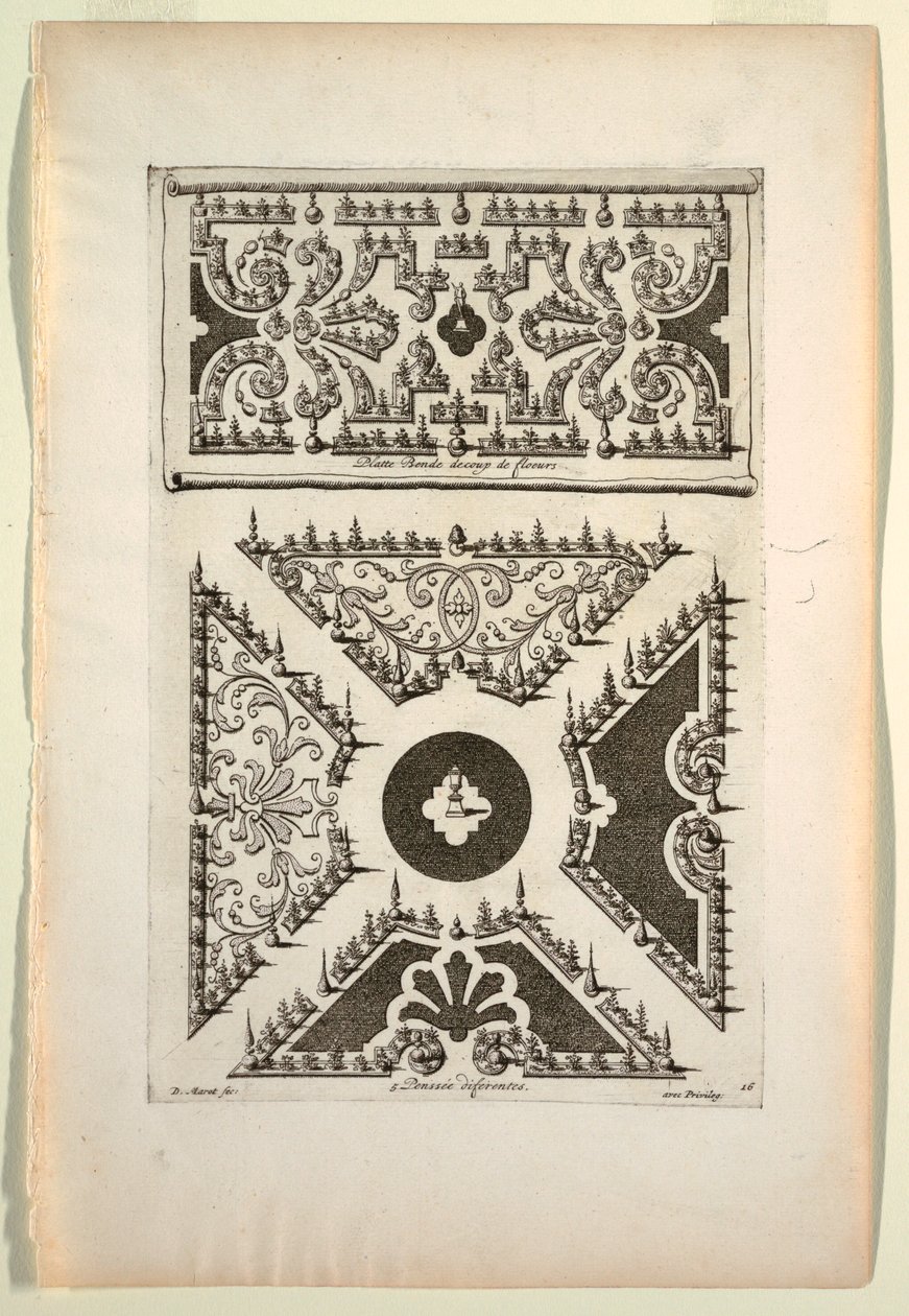 Print, Platte Bende de coup de Fleurs (Plochý pruh květin, pět různých variací) od Unbekannt