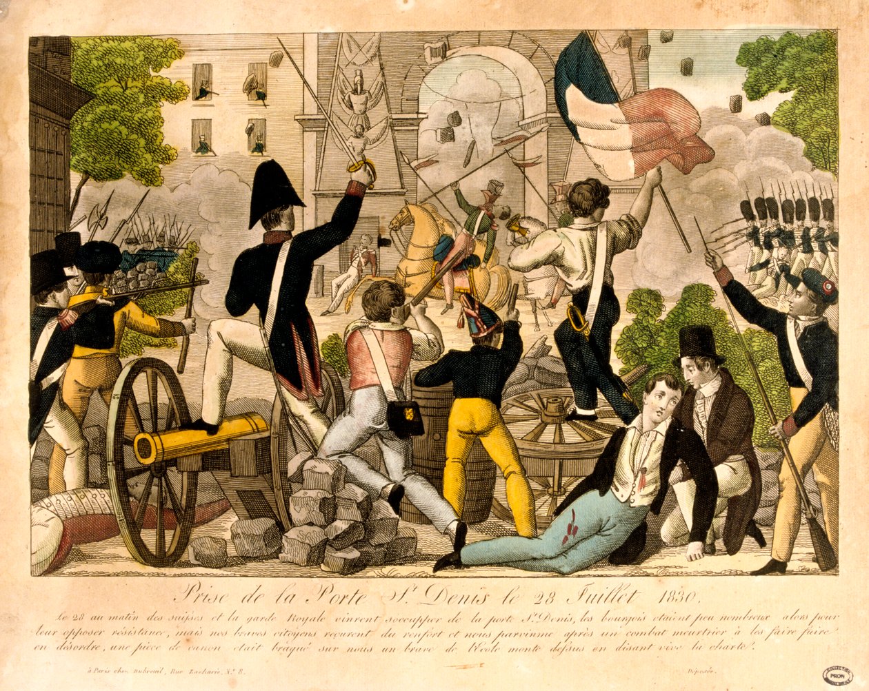 Útok na Porte St Denis 28. července 1830, revoluce 1830, Paříž od Unbekannt