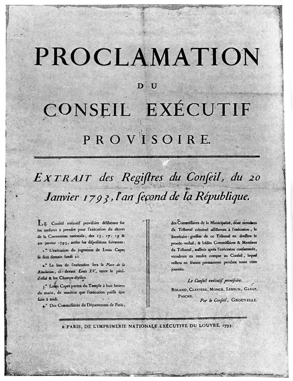 Vyhlášení rozkazu k popravě Ludvíka XVI. Francouzského, 1793 1894 od Unbekannt