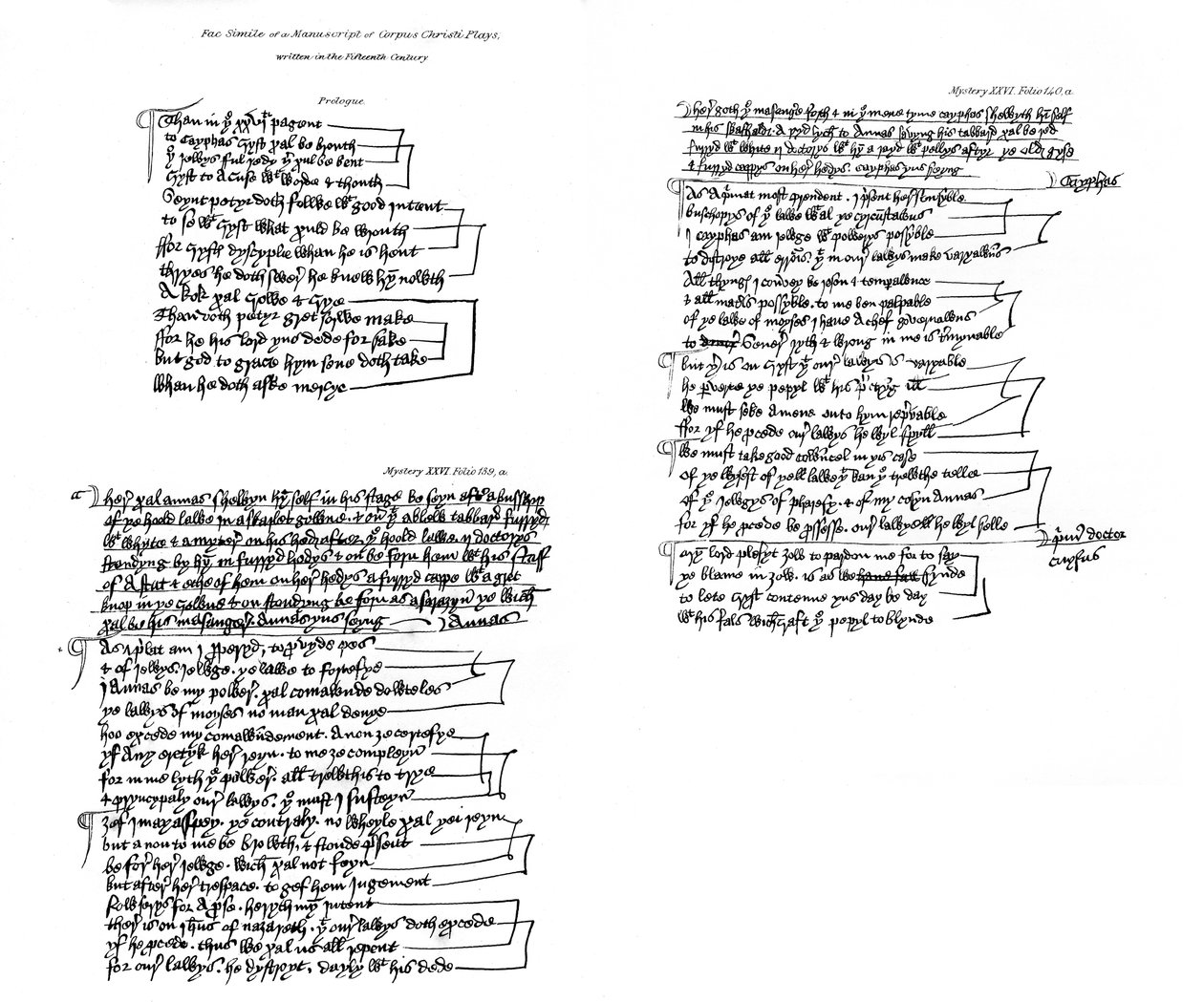 Prology a text z rukopisu her Corpus Christi, 15. století, 1840 od Unbekannt