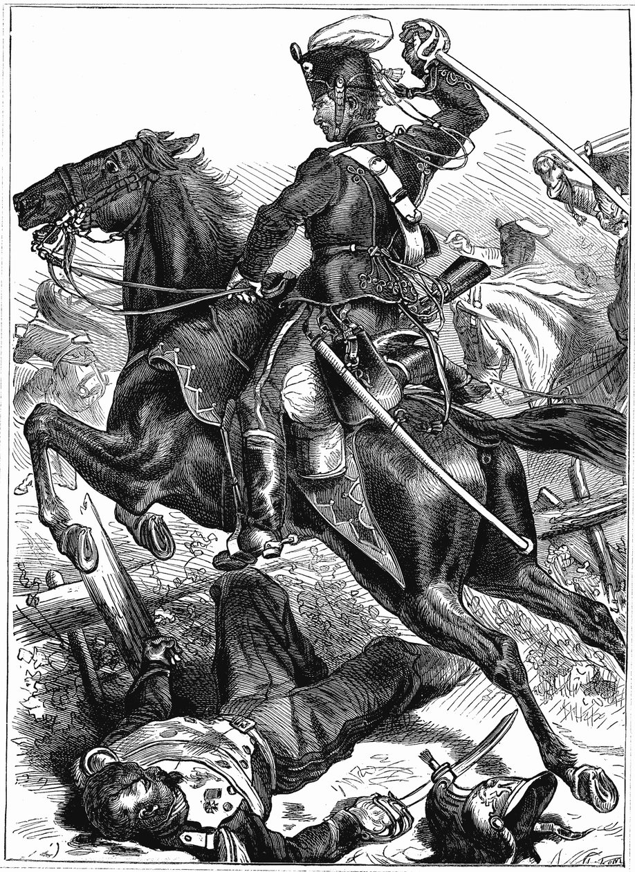 Pruský husar útočí s taseným mečem, francouzsko-pruská válka 1870-1871 od Unbekannt