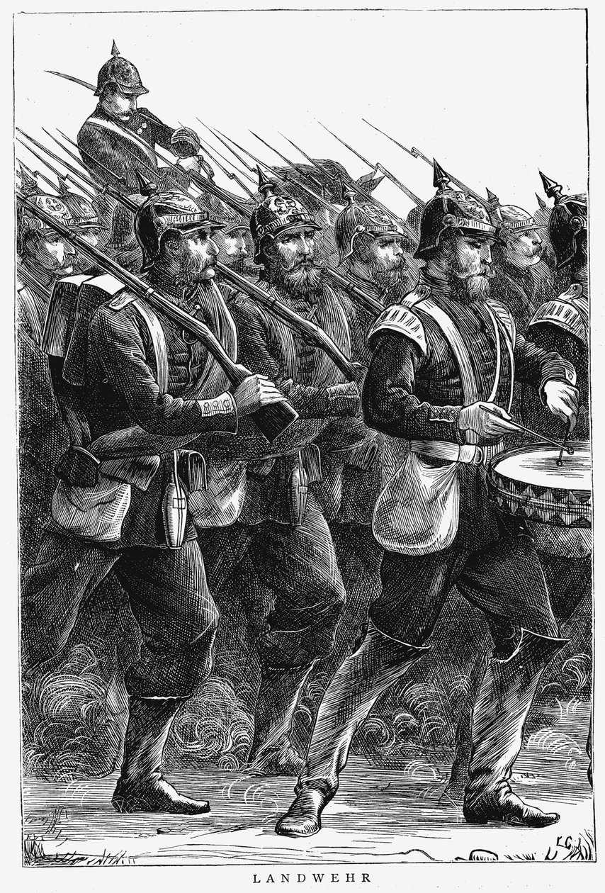 Pruští vojáci na pochodu, francouzsko-pruská válka, září 1870 od Unbekannt