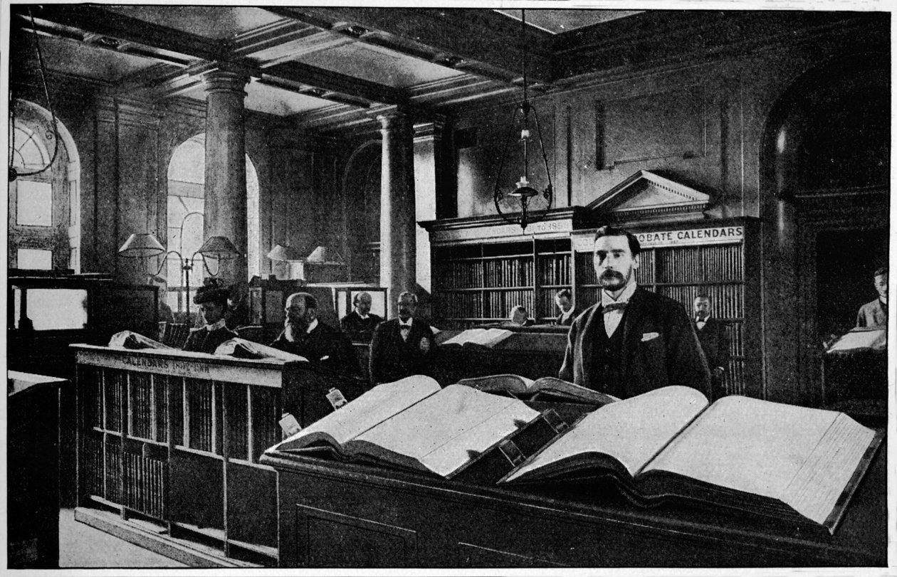 Veřejná vyhledávací místnost v registru probírek, Somerset House, Londýn, c1901 1901 od Unbekannt