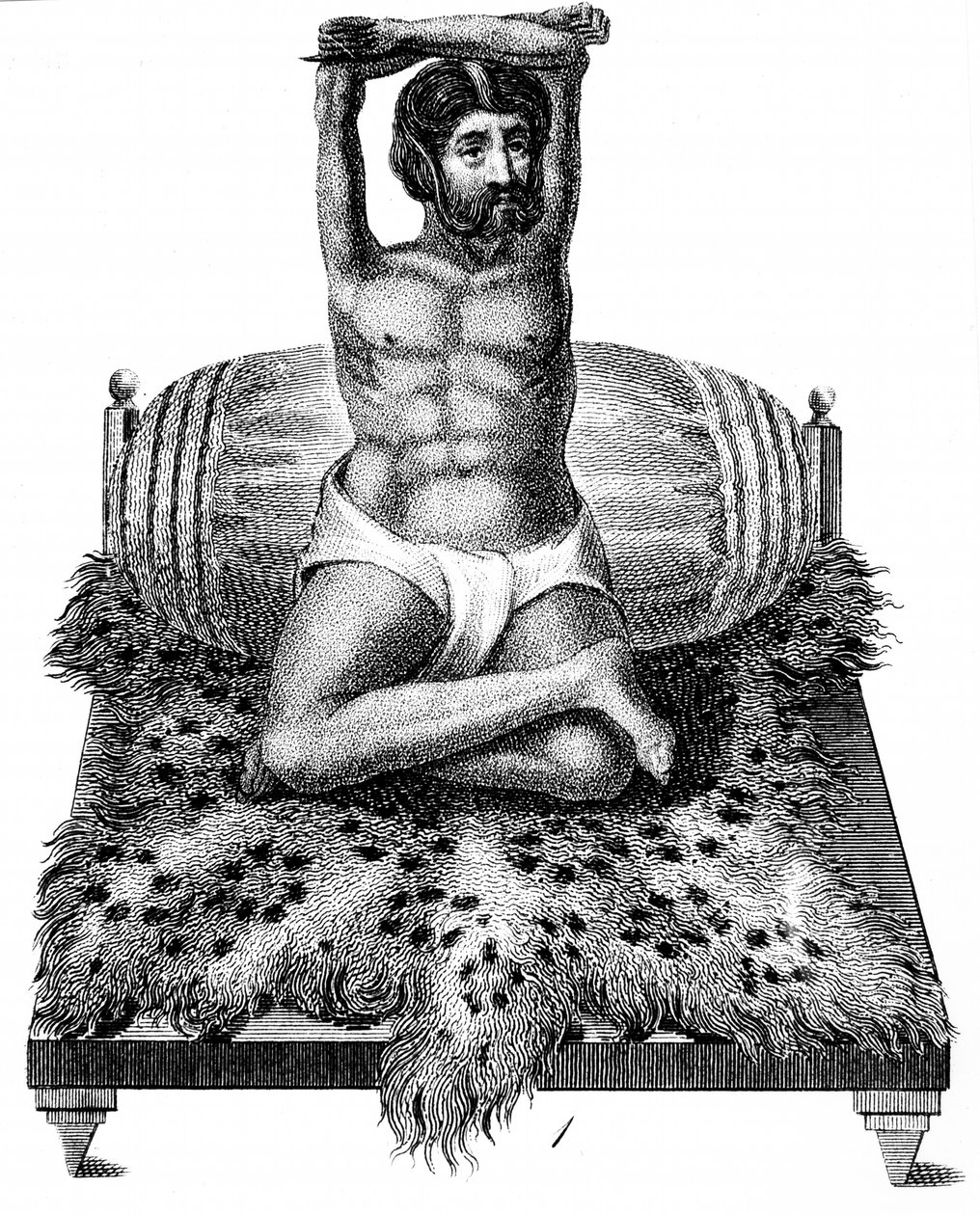 Purana Puri, hinduistický filozof, zvedá ruce nad hlavu, 1811 od Unbekannt