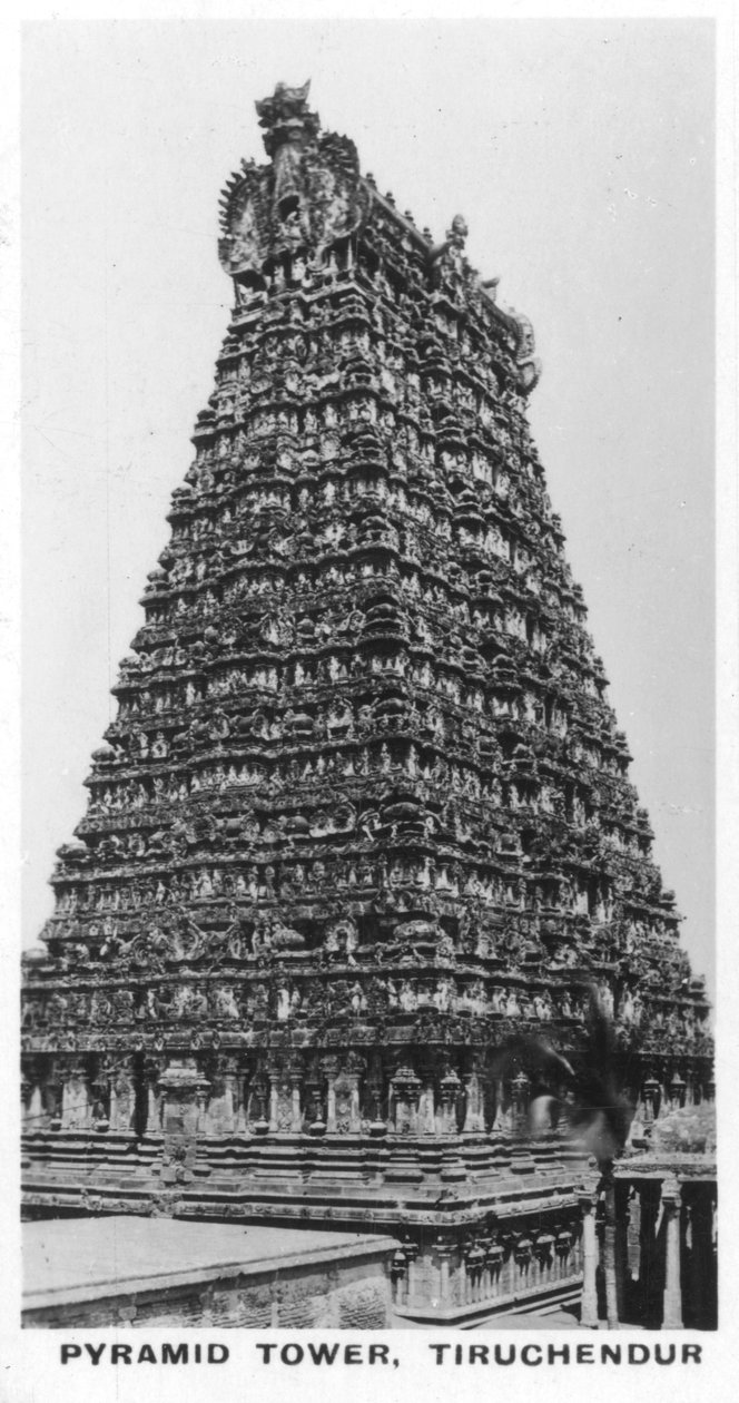 Pyramidová věž, Tiruchendur, Tamil Nadu, Indie, c1925 od Unbekannt