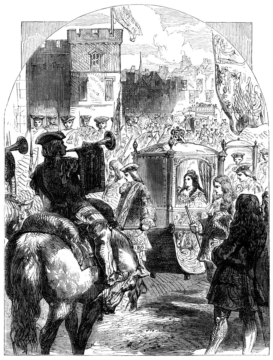 Královna Anna 1665-1714 poslední cesta do budovy parlamentu, c1714 od Unbekannt