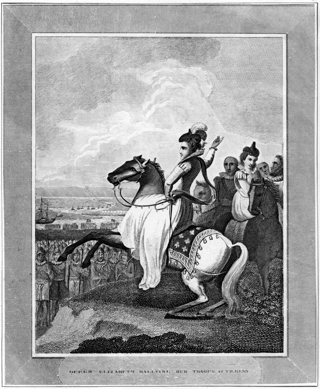 Královna Alžběta I. shromáždila své jednotky v Tilbury, 1588, 19. století od Unbekannt
