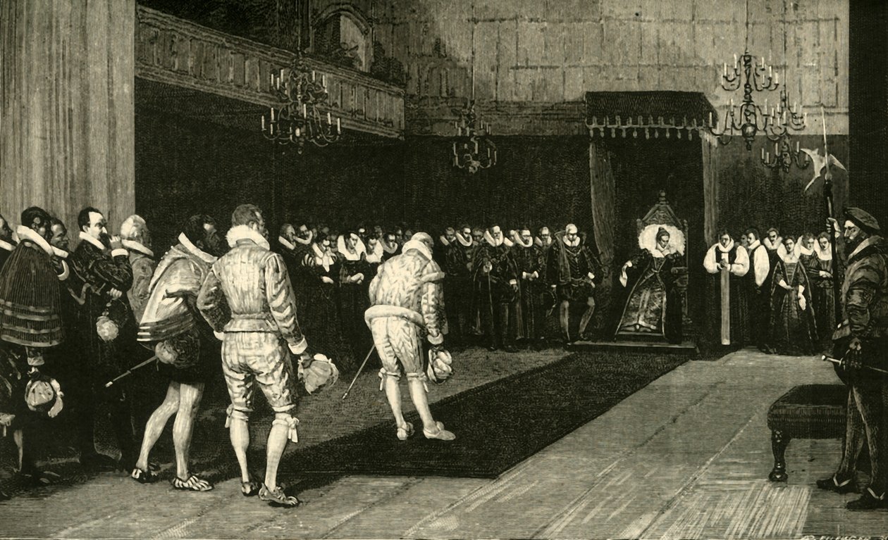 Královna Alžběta Přijetí francouzských velvyslanců po masakru svatého Bartoloměje v roce 1890. od Unbekannt