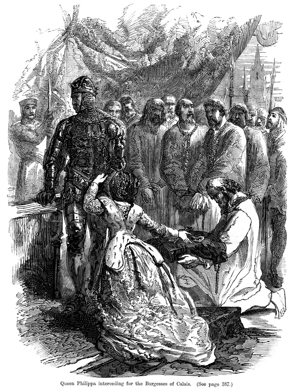 Královna Filipa 1314-1369 při přímluvě za měšťany z Calais, 1346 od Unbekannt