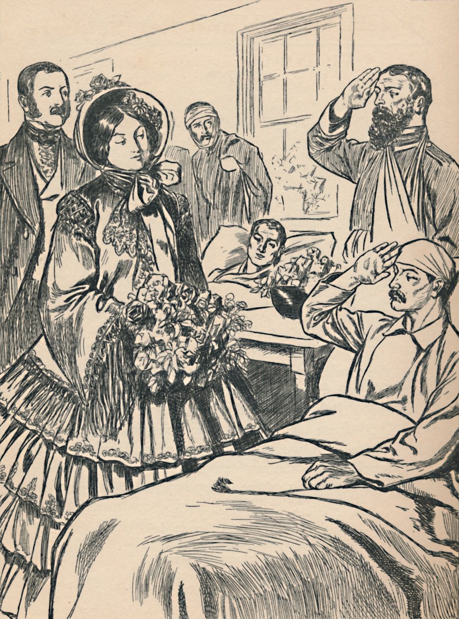 Královna Viktorie navštěvuje své zraněné vojáky, c1907 od Unbekannt