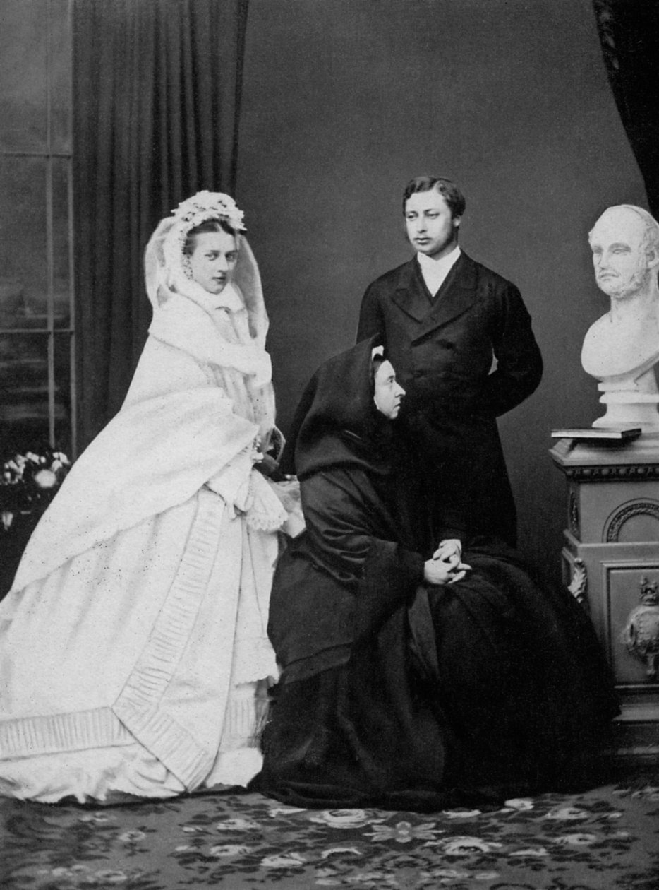 Královna Viktorie s princem a princeznou z Walesu v den jejich svatby, 1863 1964 od Unbekannt