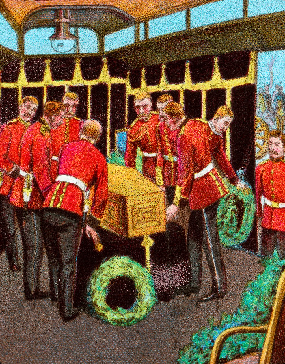 Queen Victorias Coffin na palubě Royal Train na cestě na její pohřeb ze stanice Gosport, od Unbekannt