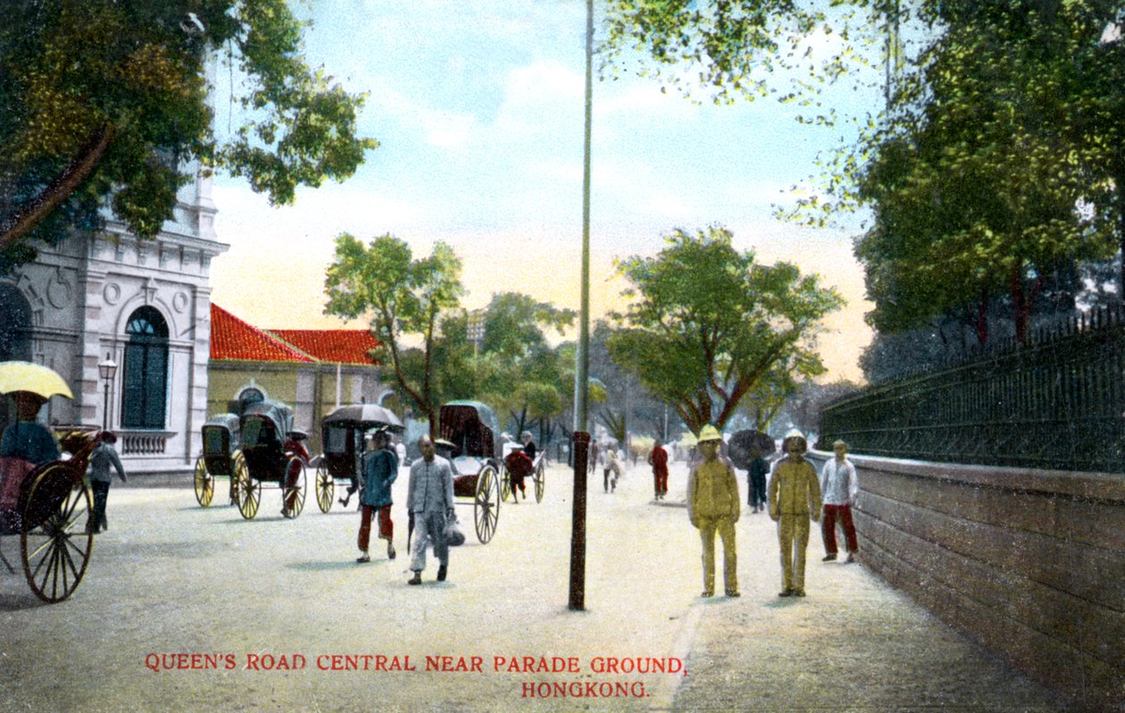 Queens Road Central, poblíž Parade Ground, Hong Kong, Čína, c1900 od Unbekannt