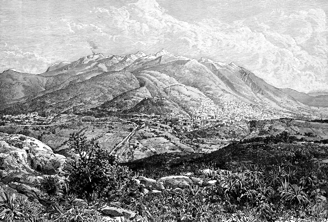 Quito a Mount Pichincha, Ekvádor, 1895 od Unbekannt