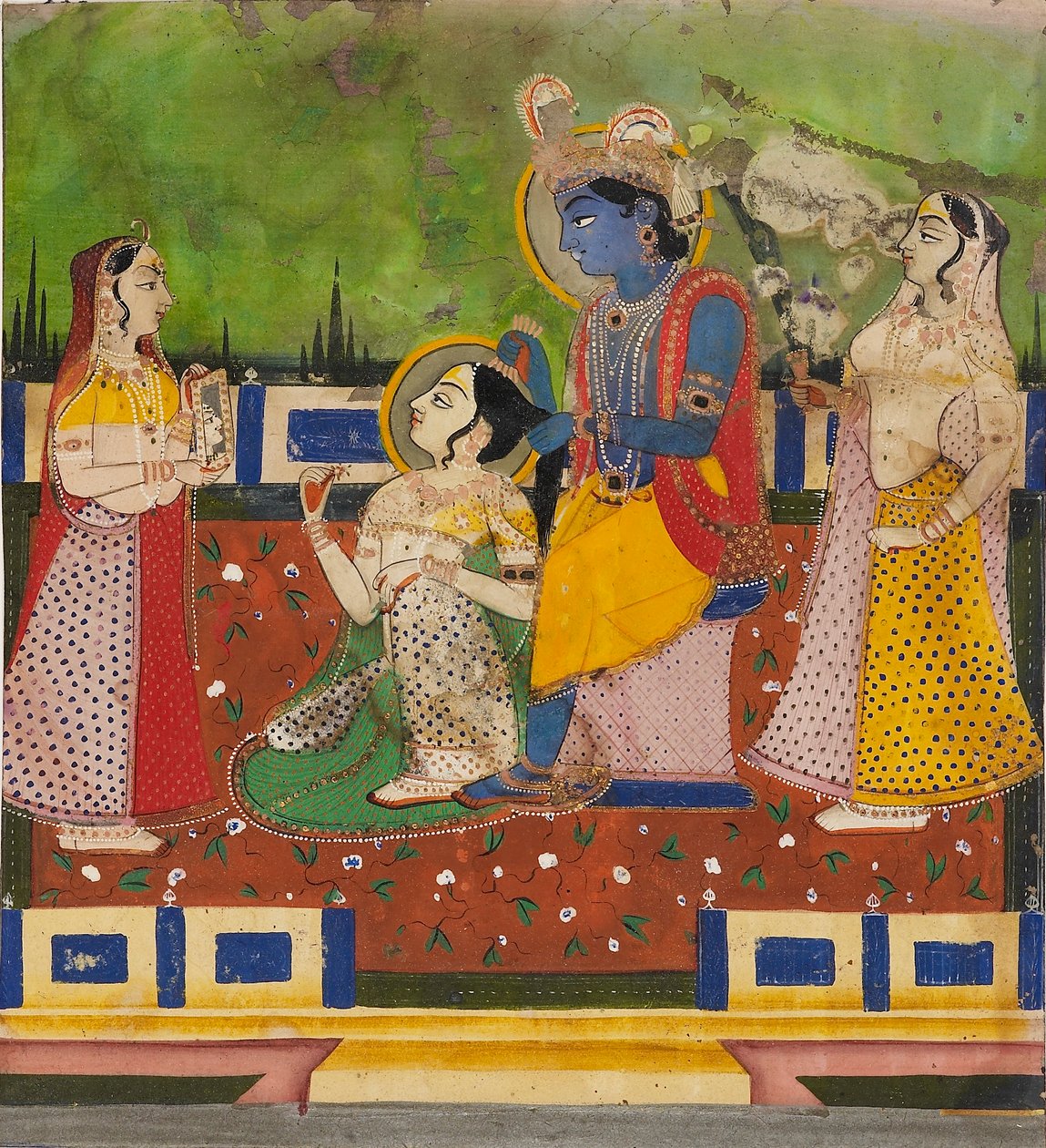 Radha a Krishna na terase, 19. století od Unbekannt