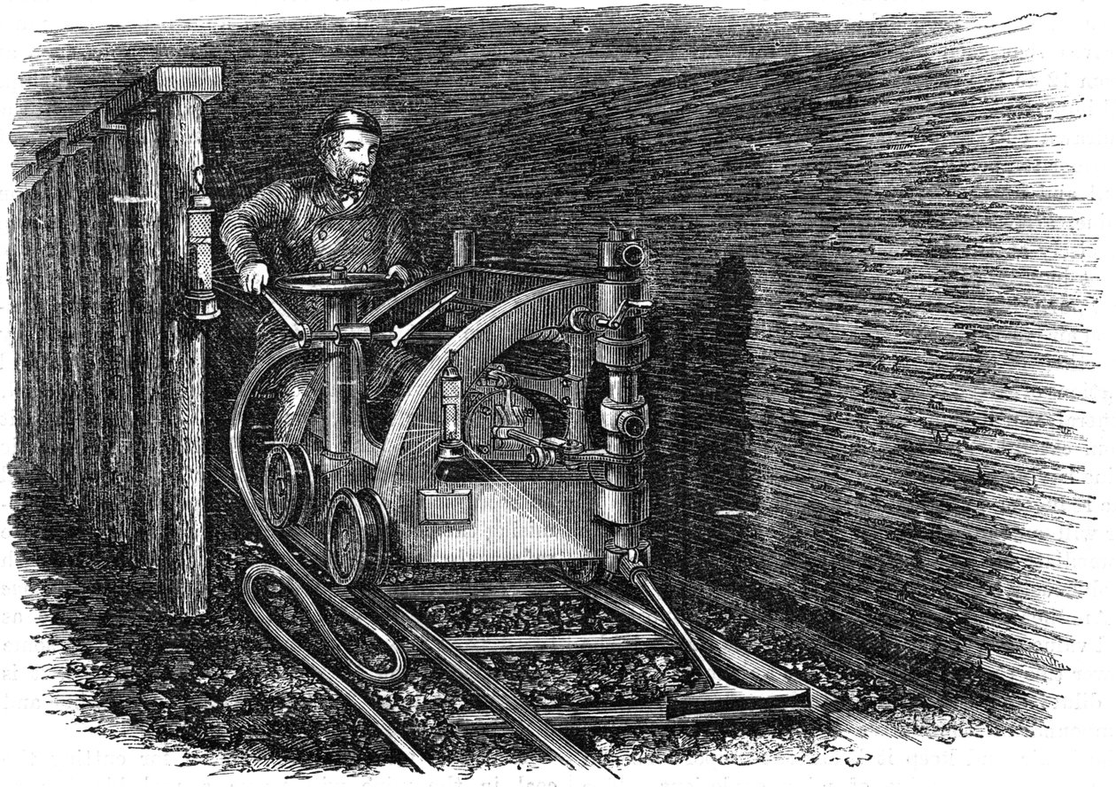 Stroj na řezání uhlí namontovaný na kolejích, 1864 od Unbekannt