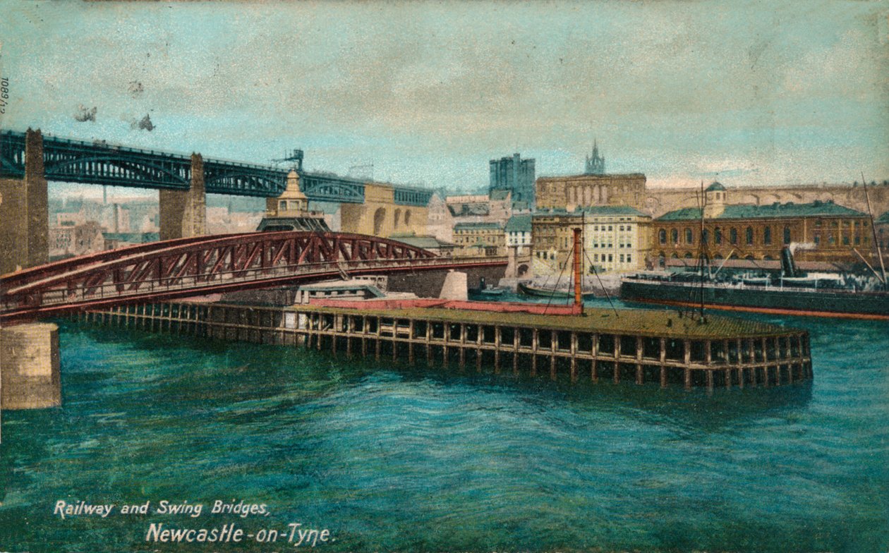 Železniční a houpací mosty, Newcastle-upon-Tyne, c1905 od Unbekannt