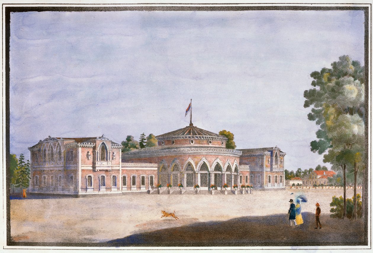Nádraží a francouzská restaurace v Catharinhof, St Petersburg, Rusko, 19. století od Unbekannt
