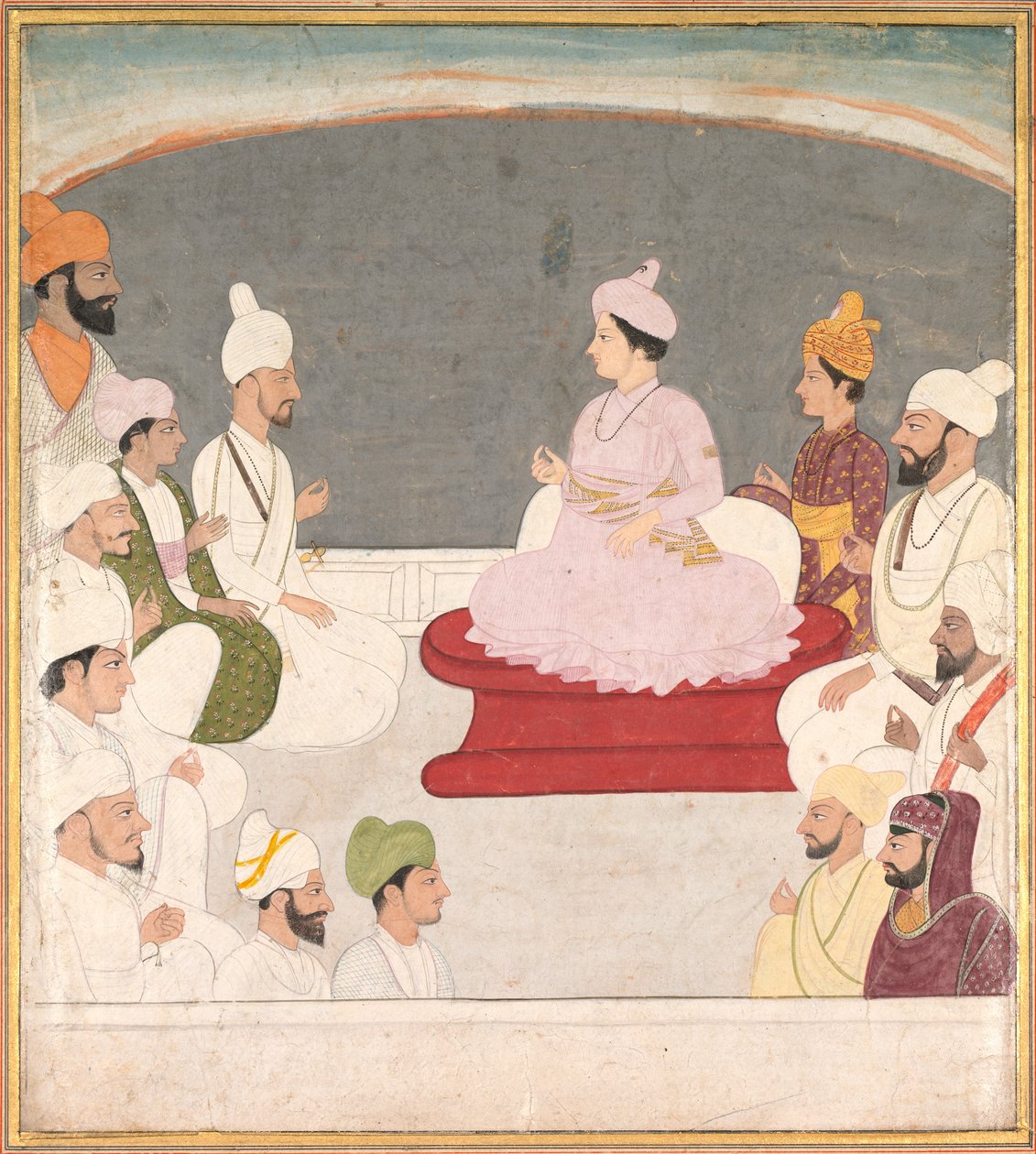 Raja Sansar Chand z Kangra a Courtiers, c. 1783. od Unbekannt