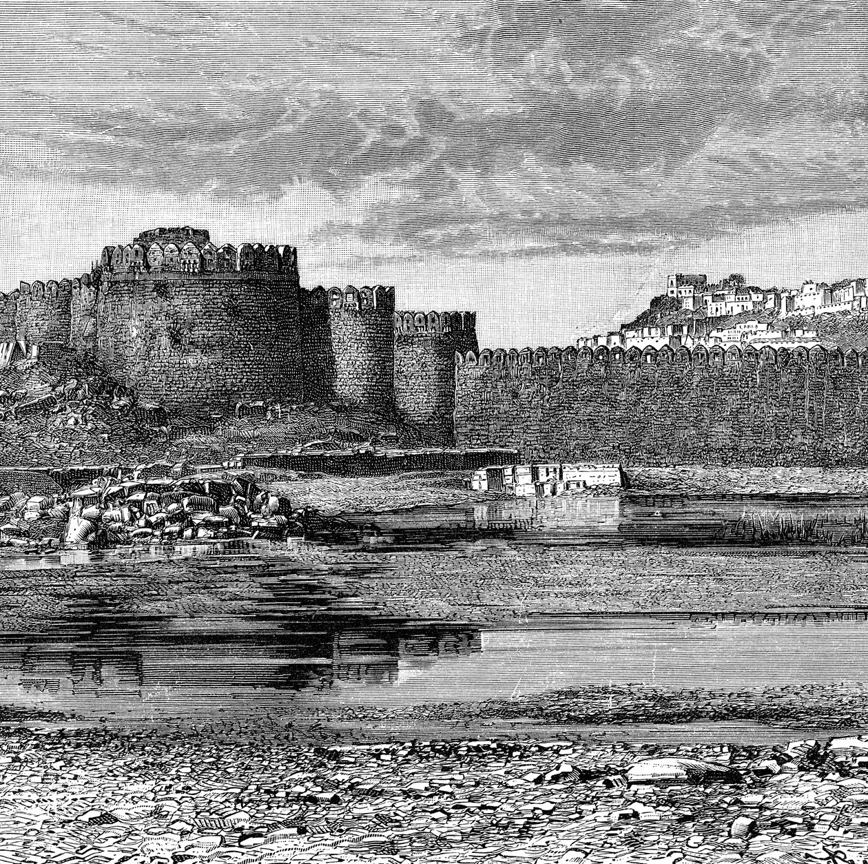 Hradby města a citadely, Golconda, Indie, 1895 od Unbekannt