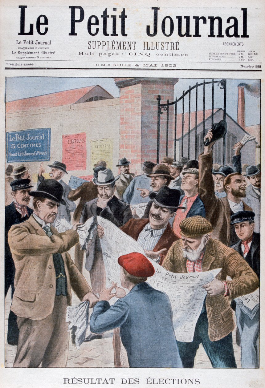 Čtení výsledků voleb v novinách, Paříž, 1902 od Unbekannt