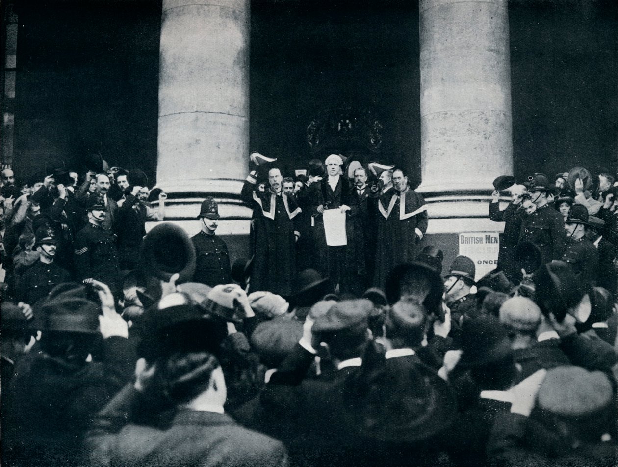 Čtení Proklamace války proti Turecku z Royal Exchange, Londýn, 1914 od Unbekannt